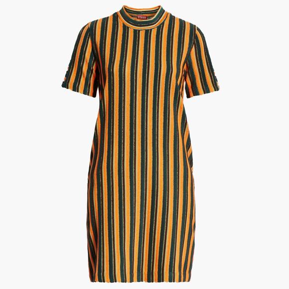 STAUD Striped Green and Tan Midi Dress - Picture 2 of 16